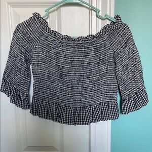 American Eagle Outfitters Black and White Checkered Blouse